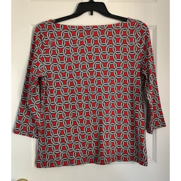 Talbots Tops - Talbots Women's Top Size Large Boat Neck Red Nautical Rope Circle 3/4 Sleeve